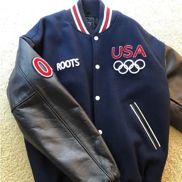 Roots Other - Roots 2004 Olympics Blue and Black Bomber Jacket